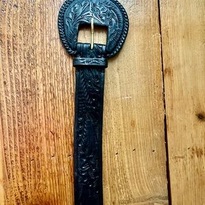 Ralph Lauren Black Embossed Leather Belt